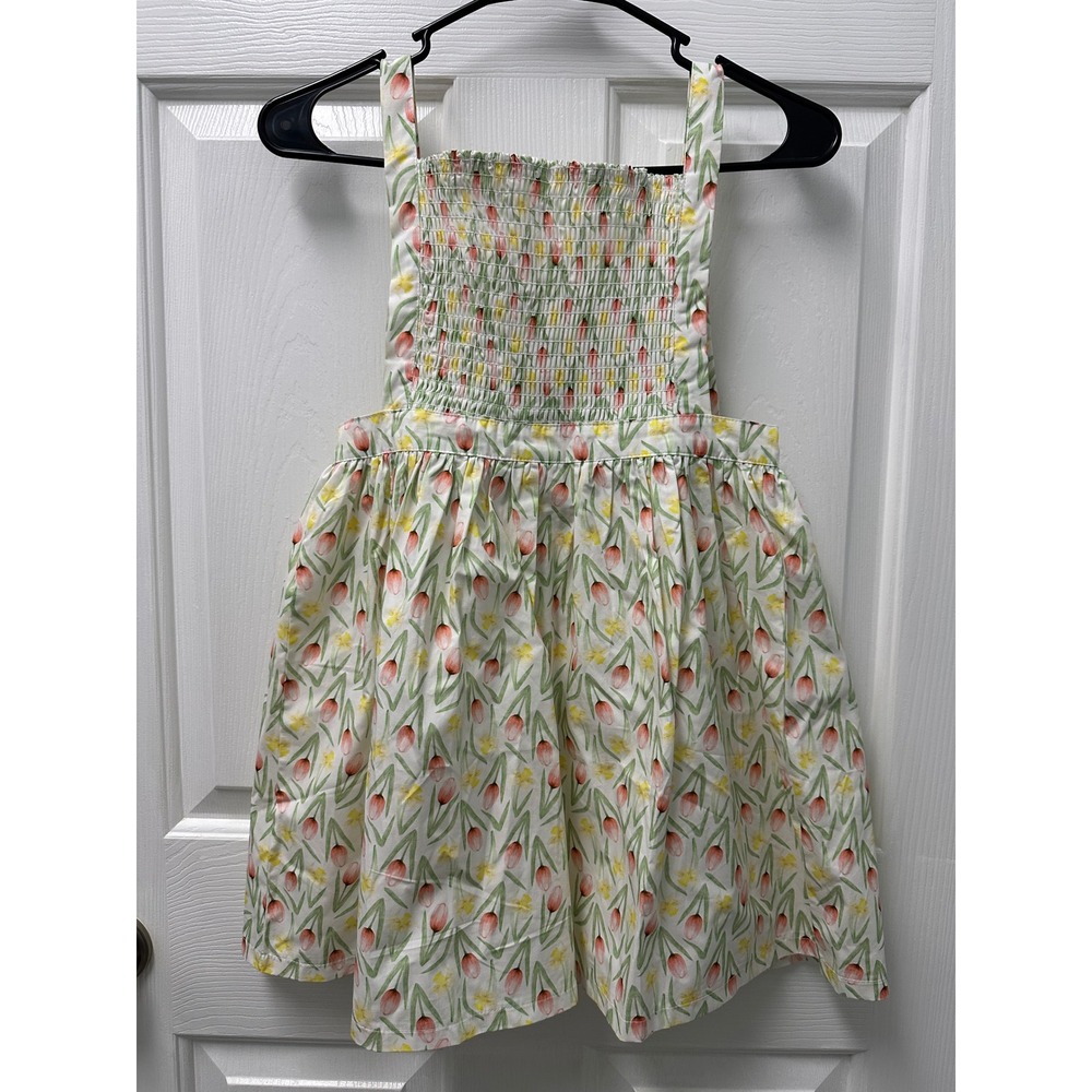 Stitchy Fish Girls Floral Tulip Smocked Sun Dress Cotton Easter Spring Size 8